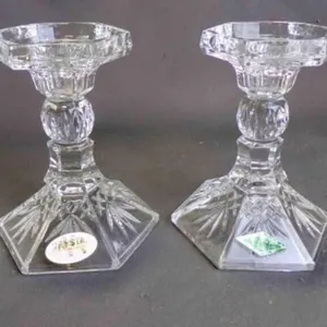 Pair of Vintage Lead Crystal Candlestick Holders