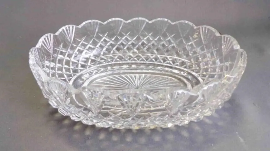 Beautiful Embossed Oval Crystal Centerpiece Bowl