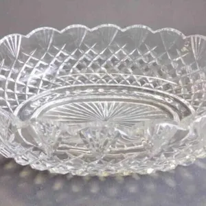 Beautiful Embossed Oval Crystal Centerpiece Bowl