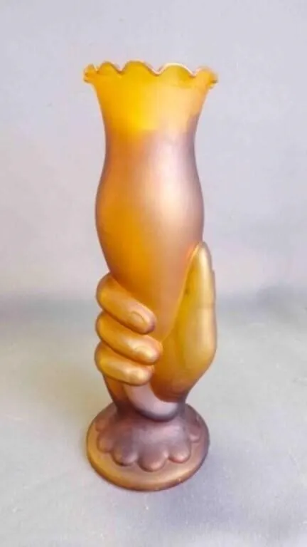 Vintage Amber Satin/Frosted Glass Torch Vase