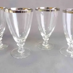 4 Vintage "Wedding Ring" Platinum Rim Wine Glasses