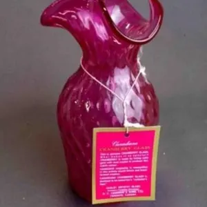 Vintage Cranberry Canadiana Ruffled Rim Vase