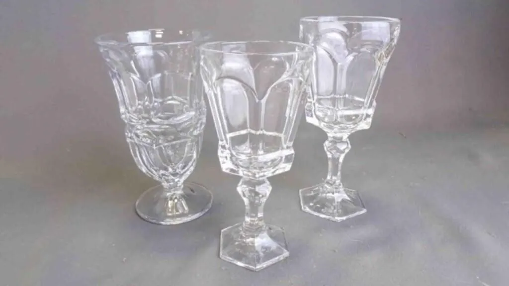 3 Vintage "Fostoria Glass Co." Clear Glass Goblets