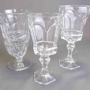 3 Vintage "Fostoria Glass Co." Clear Glass Goblets