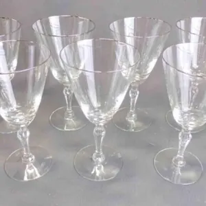 7 Vintage "Engagement" Platinum Rim Drink Glasses