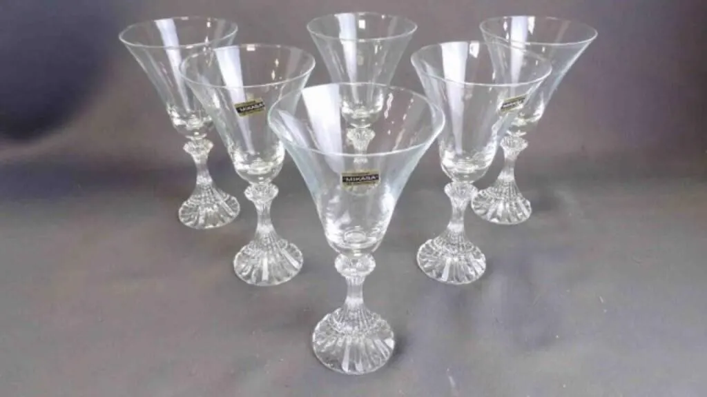 6 Vintage Beautiful Clear Mikasa Crystal Glasses