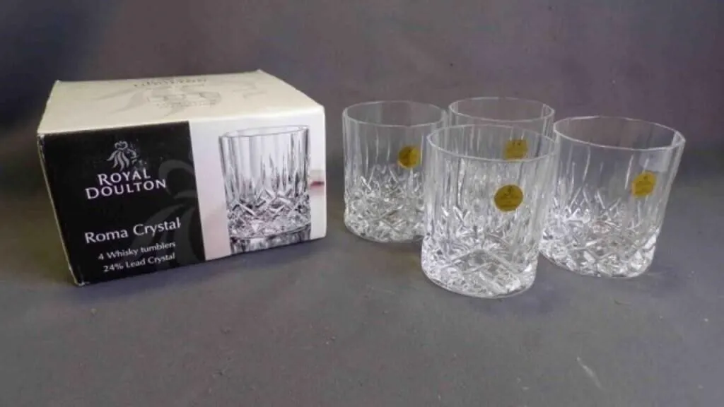 4 Royal Doulton Roma Crystal "Whisky" Tumblers