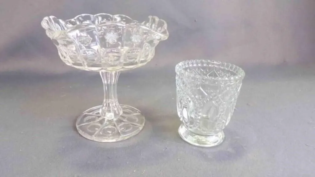 Vintage Pressed Glass Candy Dish & Shot Glass