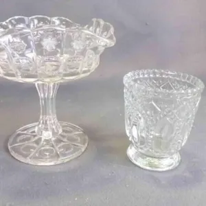 Vintage Pressed Glass Candy Dish & Shot Glass