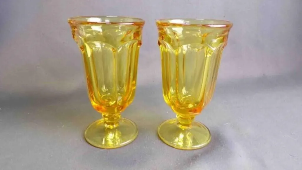 2 Beautiful Vintage Yellow/Amber Drinking Glasses
