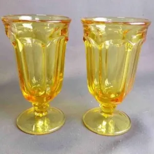 2 Beautiful Vintage Yellow/Amber Drinking Glasses