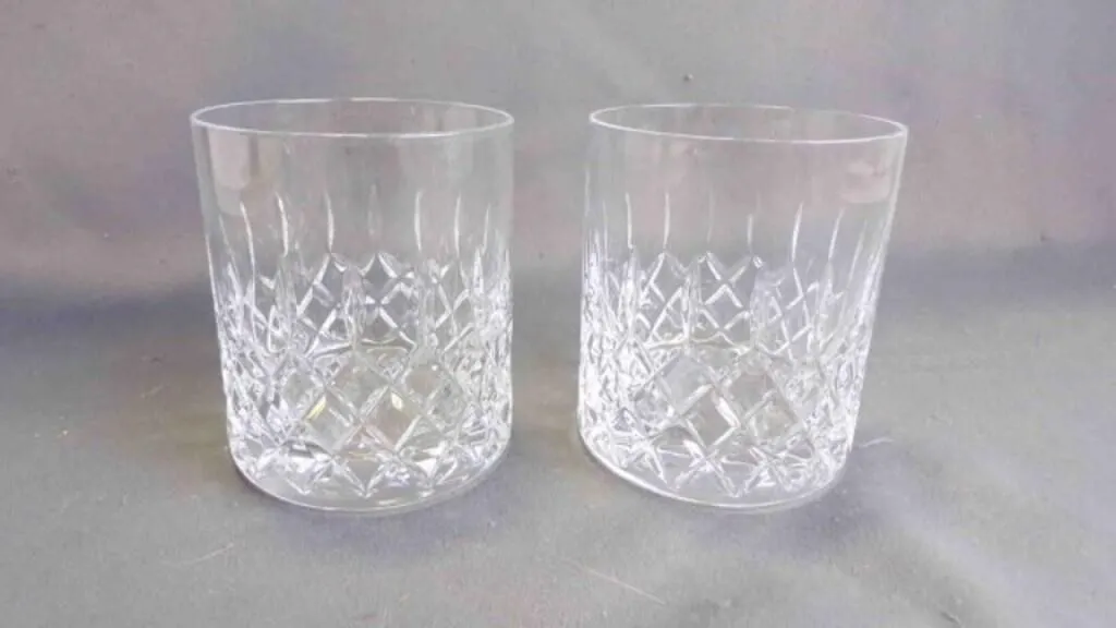 2 Heavy Based Old Fashioned Fine Crystal Tumblers