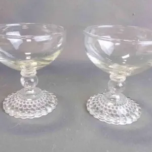 2 Vintage "Bubble Foot Clear" Coupe Brandy Glasses