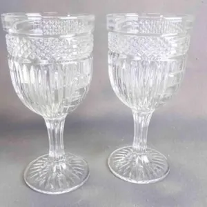 2 Vintage "Hanover" Pattern Iced Tea Stem Glasses