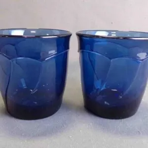 2 Vintage Dark Blue "Sweet Swirl" Glass Tumblers