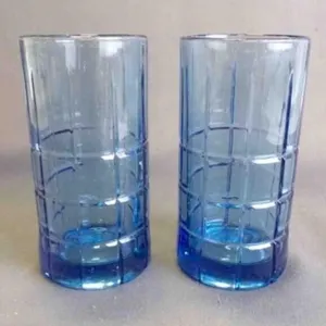 2 Vintage "Tartan" Anchor Hocking Iced Tea Glasses