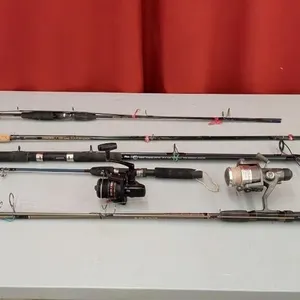 Assorted Fishing Poles. HT Ice Blue, Elan sg,