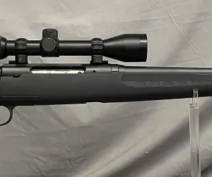 Savage Axis 7mm-08 REM rifle with mounted scope.
