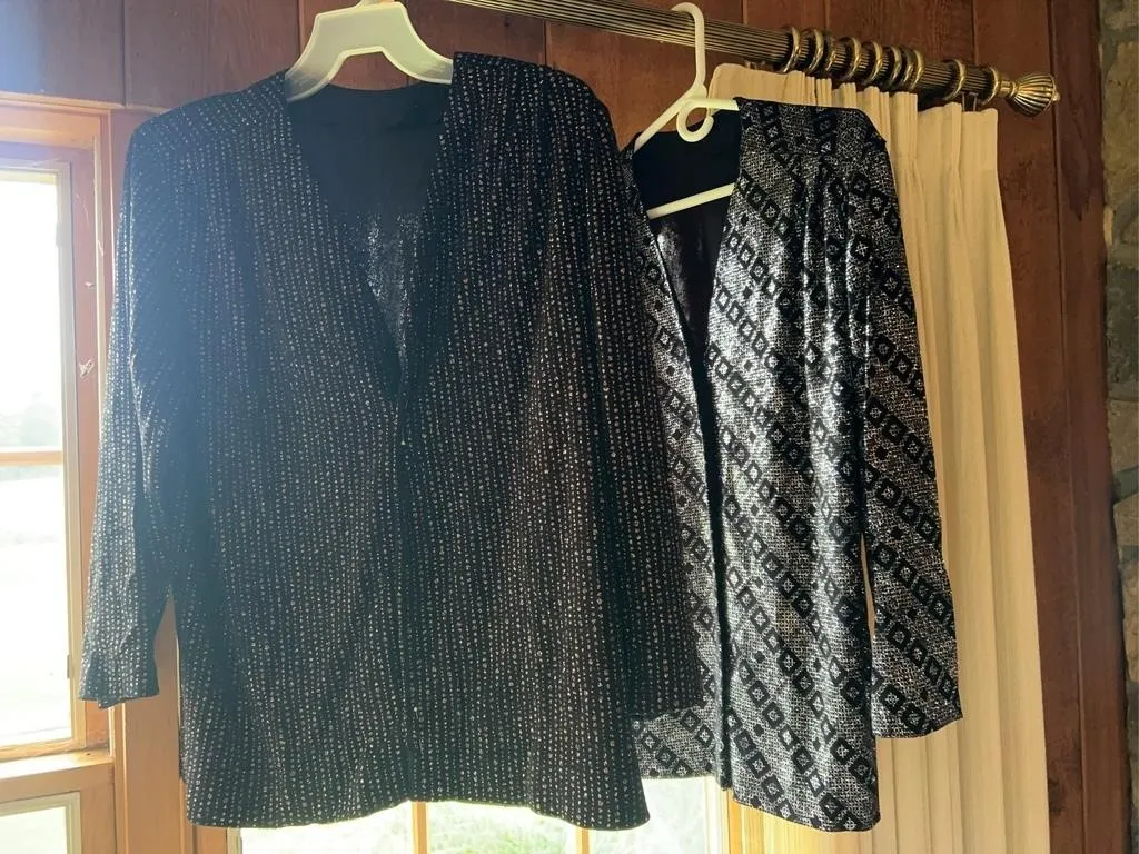 Metallic Open Front Evening Jacket Pair