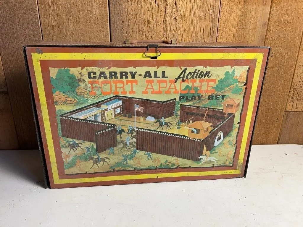 Louis Marx Fort Apache Play Set with Tin Case