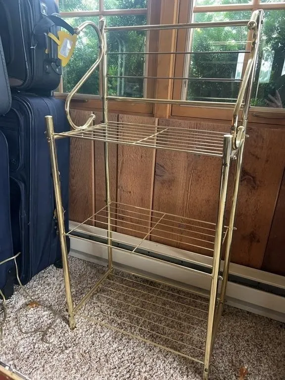 Brass Tone Three Tier Bakers Rack Stand