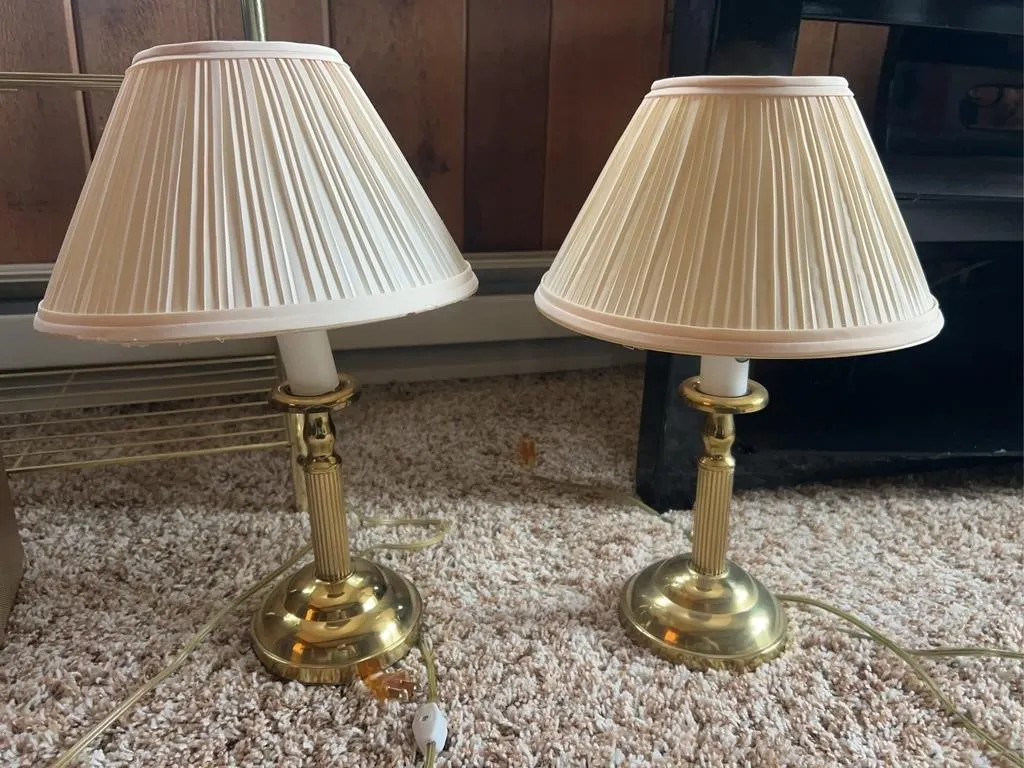 Fluted Brass Candlestick Table Lamps