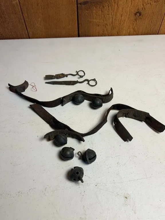 Antique Crotal Sleigh Bells on Leather Straps
