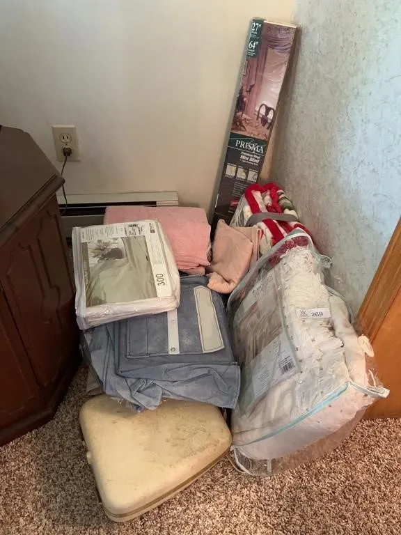 Bedding Linens & Mini Blinds Lot