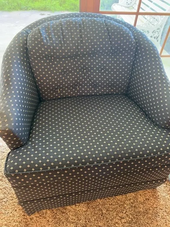Hollywood Regency Barrel Back Armchairs Pair