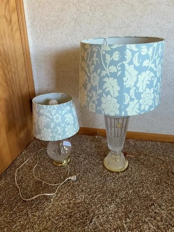 Czechoslovakian Cut Crystal Table Lamps