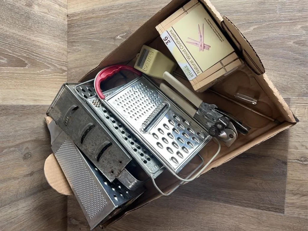 Assorted Kitchen Utensils & Clothespins