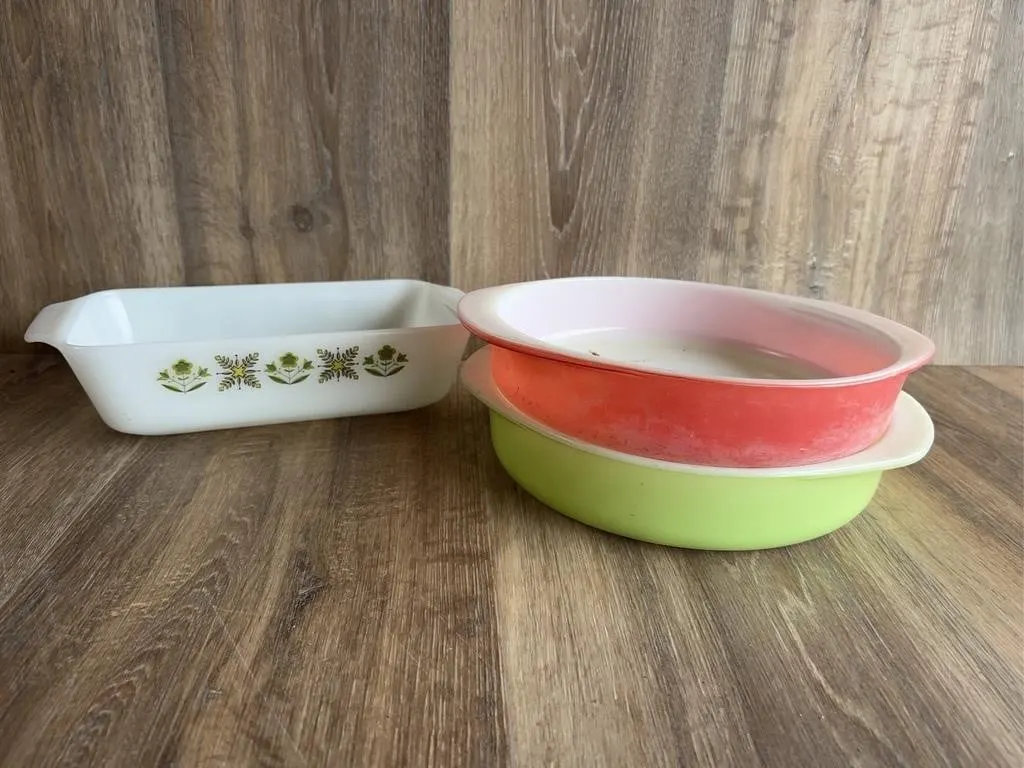 Fire King Meadow Green Bakeware Set
