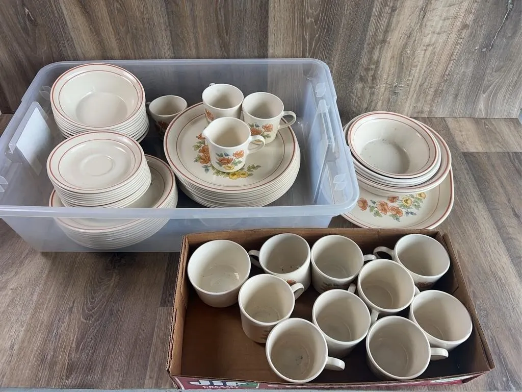 Vintage Floral Ironstone Dinnerware Set