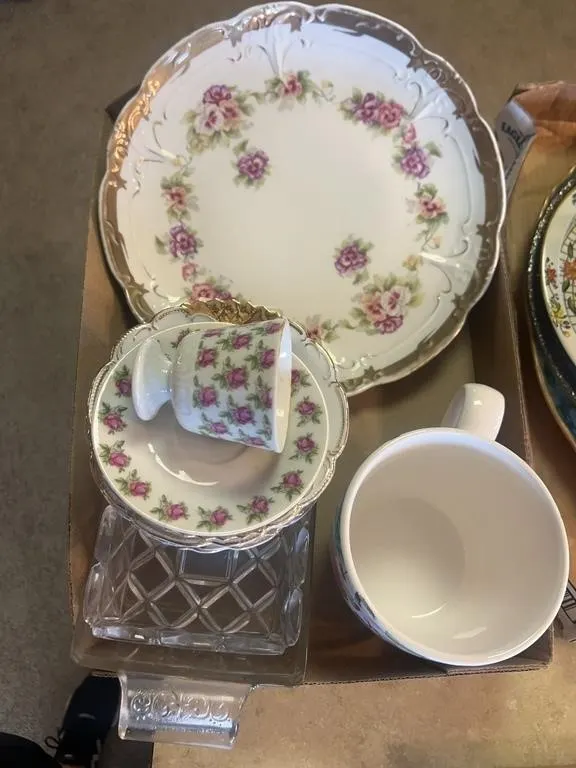 Bavarian Floral Porcelain Platter & Berry Bowls