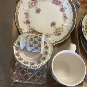 Bavarian Floral Porcelain Platter & Berry Bowls