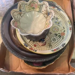 Antique German Porcelain & Silver Plate Lot