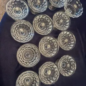 Set of 12 Clear Glass Footed Sherbet Dishes