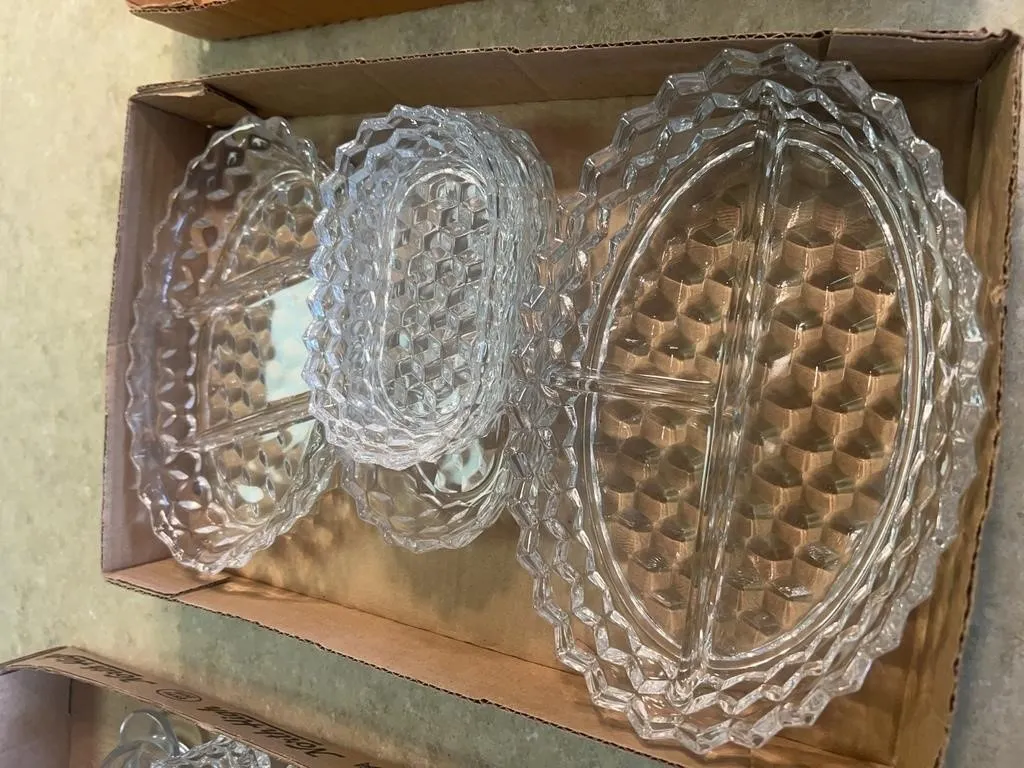Pressed Glass Relish & Serving Dishes Set