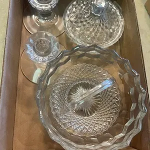 Pressed Glass Tableware & Candlesticks Group
