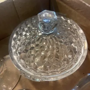 Clear Cut Glass Candy Dish & Glassware Lot