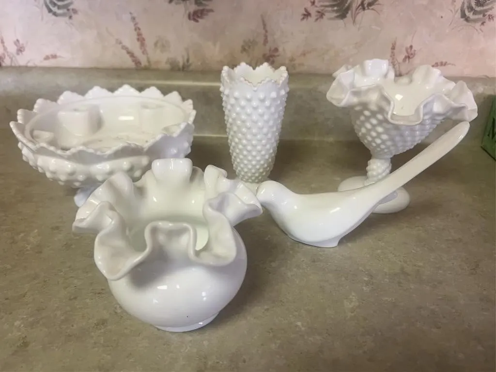 Fenton White Milk Glass Hobnail Collection