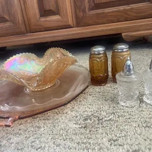 Marigold Carnival Glass Bowl & Tableware Set