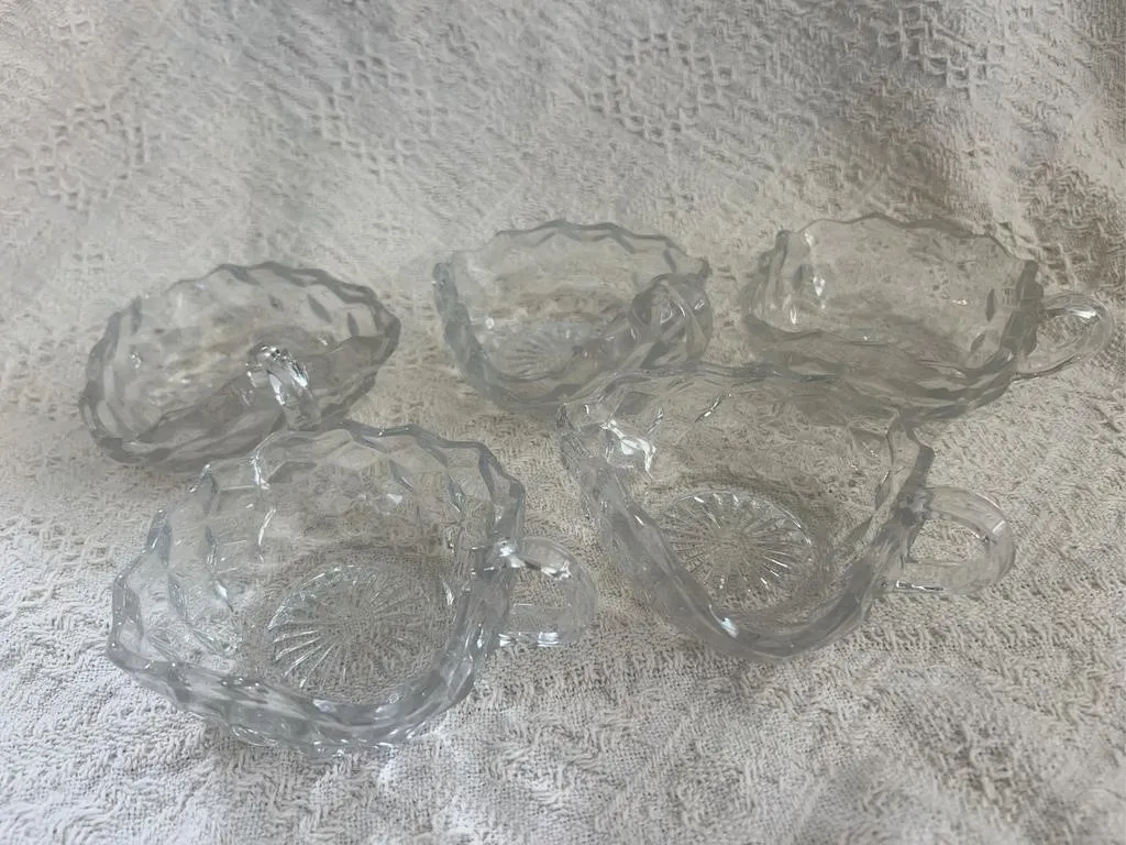 Set of 5 Clear Glass Nappy Dishes