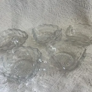 Set of 5 Clear Glass Nappy Dishes