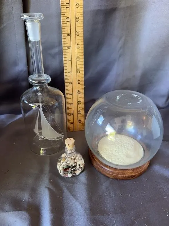Nautical Glass Decanter & Souvenirs Lot