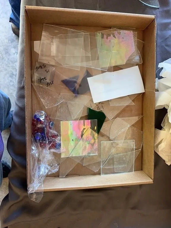 Stained Glass Craft Scraps & Iridescent Remnants
