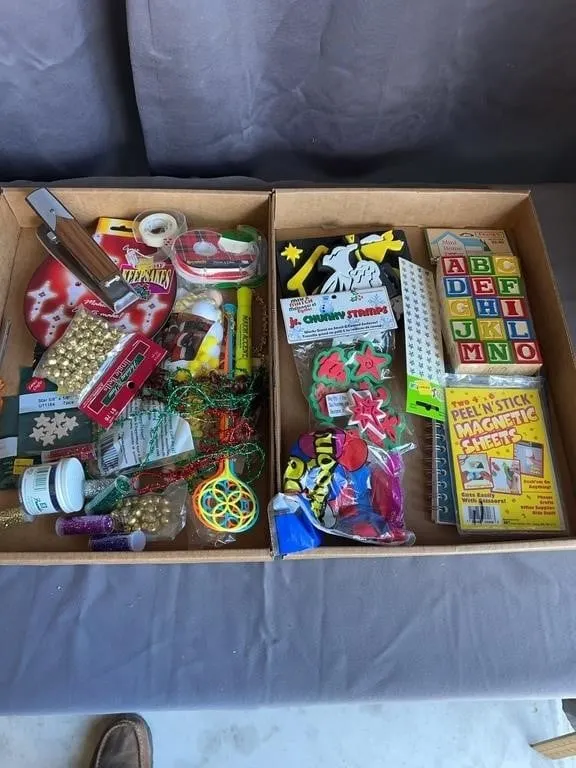 Craft & Office Supplies Lot with Alphabet Blocks