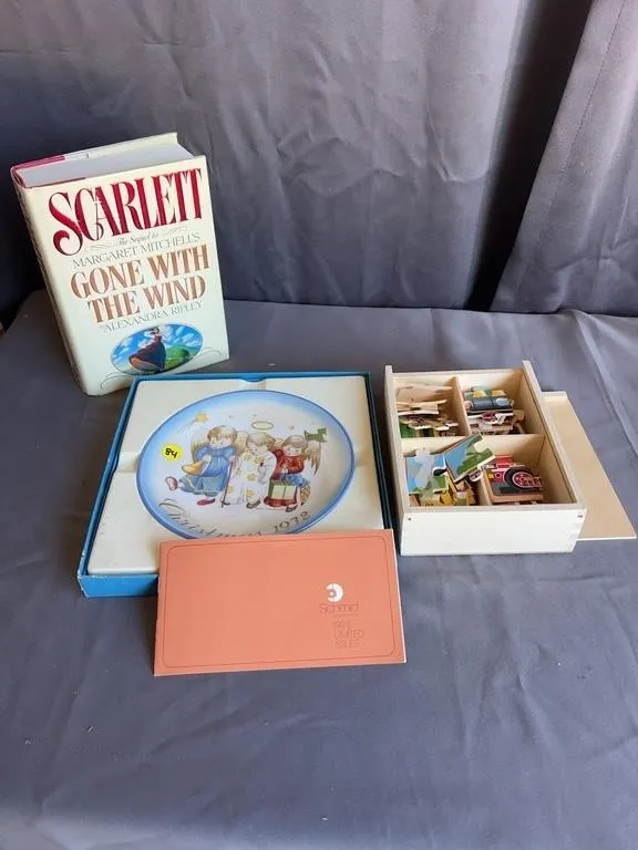 Scarlett Novel, Hummel Plate & Wooden Puzzles Lot