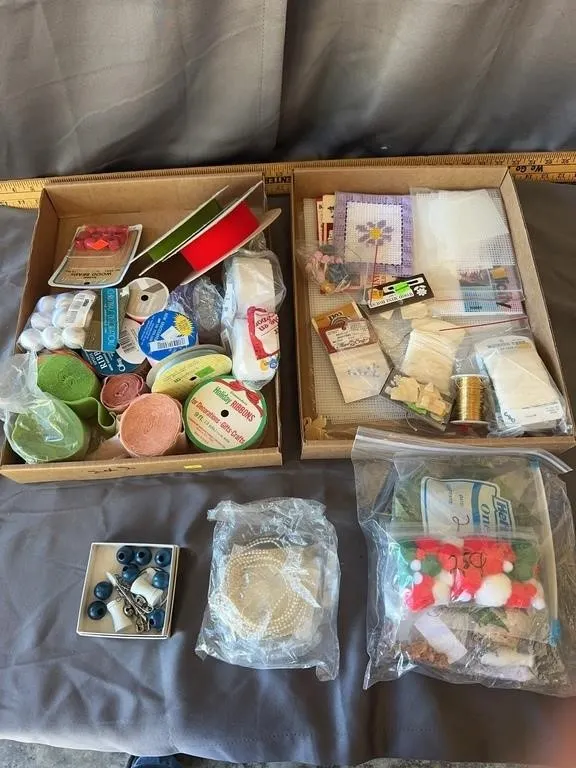 Craft Supplies Lot: Ribbons, Beads & More