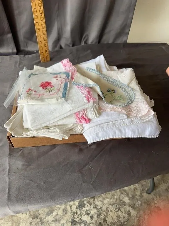 Embroidered Linens & Crochet Handkerchief Lot